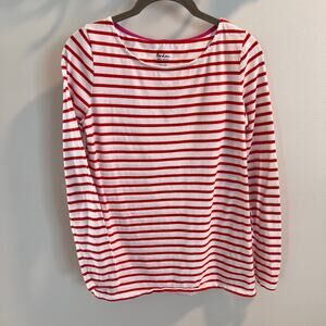 Boden Red and White Great Breton Striped 100% Cotton Shirt Size 6